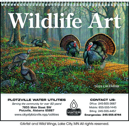 Spiral Bound Wildlife Art Pocket Wall Calendar for 2023